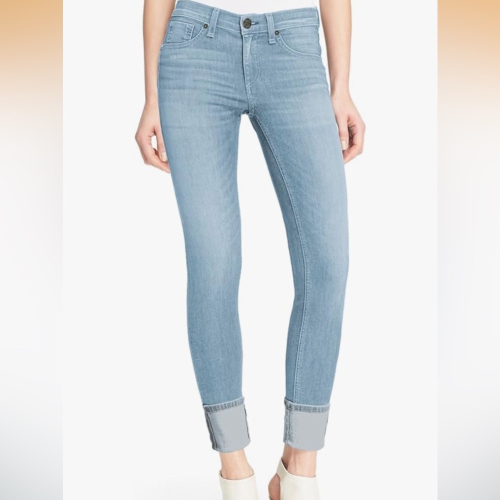 New Hybrid & Com super stretchy deep wide cuff Light Blue Women's  capris